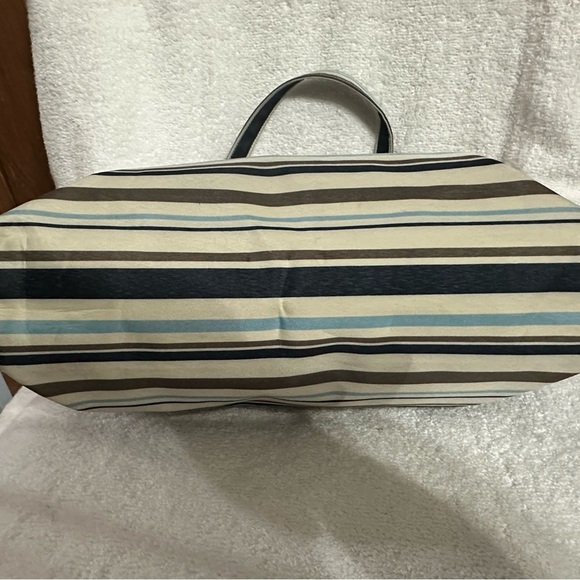 -SOLD-Kate Spade Stripped Canvas Tote Bag - Picture 7 of 15